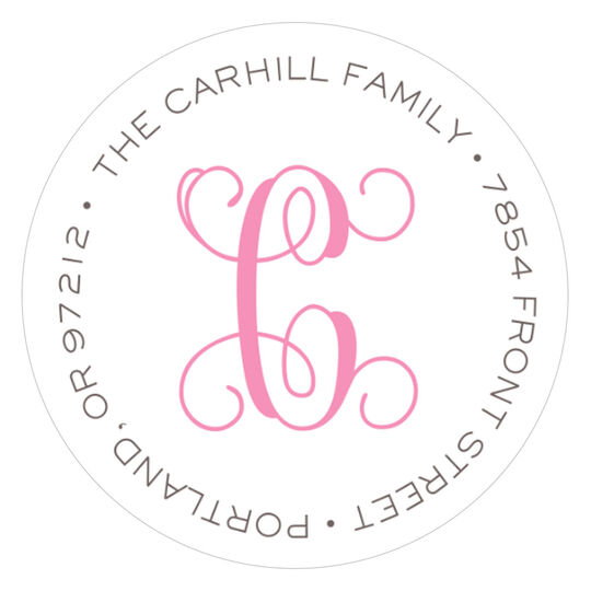 Pink Clean and Simple Round Address Labels